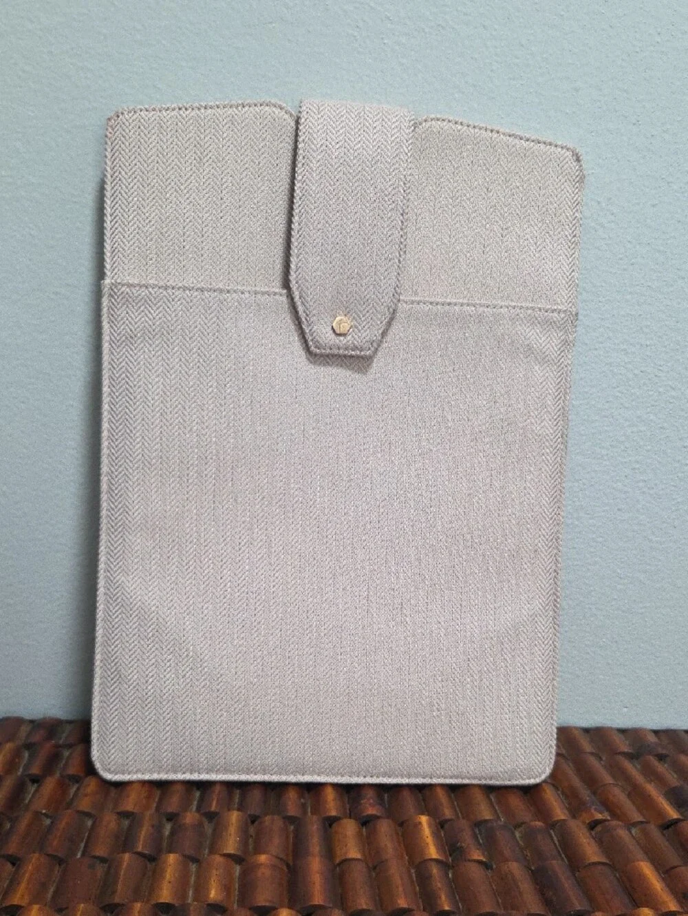 Lindsay Albanese Beige Heringbone Limited Edition Laptop Clutch